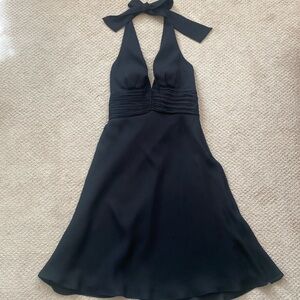 LYNDIA Midi Black Dress Size 2 Tie Neck Open Back Cocktail Party New Years